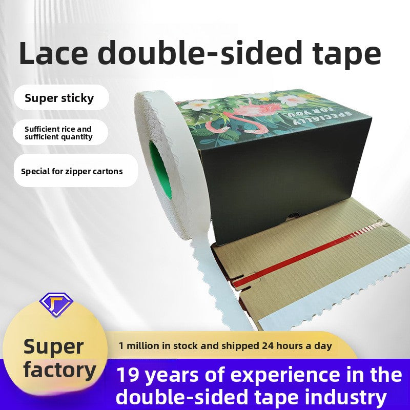 Carton wave double-sided tape airplane box high temperature resistant strong adhesive double-sided tape, zipper carton serrated lace double-sided tape